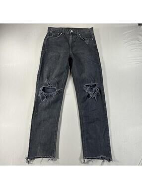 GAP Cheeky Straight High Rise Distressed Jeans Washed Black Size 26 / 2R